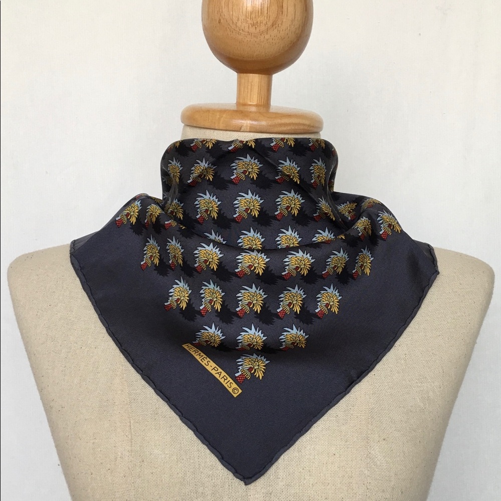 Vintage Hermes palm tree silk square scarf